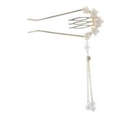 Beaupretty U Shaped Pearl Flower Hairpin for Women Asian Style Bridal Hair Accessories Grip Lightweight Floral Hair Comb for Weddings Proms Tea Parties