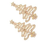 Beaupretty Unique Christmas Tree Earrings for Women Lightweight Metal Studs with Rhinestones and Pearl Accent Post Earrings for Stylish Holiday Jewelry Gift
