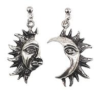 Beaupretty Unique Gothic Style Sun Moon Earrings Women Asymmetrical Dangle Earrings for Party