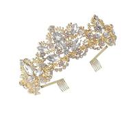 Beaupretty Unique Leaf Modeling Bride Crown Leaf Headdress for Wedding Bridal Tiara Waterfall Diamond Decor