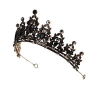 Beaupretty Unique Rhinestone Crown for Bride Wedding Headdress Hen Party Accessory Black Tiara Bridal Hair