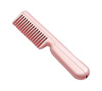Beaupretty USB Rechargeable Portable Hair Straightener Brush Comb Compact Heating Brush for Travel Unisex Design for Smoothing Frizz and Waves Pink Color