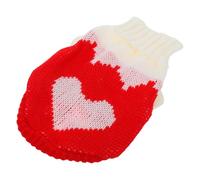 Beaupretty Valentine’s Day Dog Sweater Knitted Heart Pattern Jumper for Small Dogs and Cats Red and White L Size Warm Pet Winter Outfit for Holiday Parties
