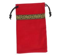 Beaupretty Velvet Tarot Card Storage Pouch Stylish Embroidered Tarot Bag for Cards Jewelry and Items Multi-Purpose Soft Storage Red