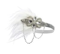 Beaupretty Vintage 1920s Plume Headband with Crystal Rhinestones, Elegant Polyester Cocktail Party Hair Accessory for Women, for Weddings and Evening Parties