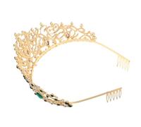 Beaupretty Vintage Baroque Rhinestone Crown Bridal Tiara Headband for Women Wedding Accessories Elegant Crystal Hairpiece for Bride Parties Halloween Cosplay