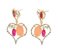 Beaupretty Vintage Court Style Rhinestone Heart Dangle Earrings for Women Lightweight Statement Jewelry for Weddings Parties and Everyday Wear