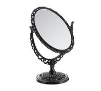 Beaupretty Vintage Desktop Make-Up Mirror Standing Oval Cosmetic Mirror Rotatable Double Sided Decorative Mirror Retro Antique Mirror Decoration (Black)