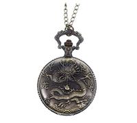Beaupretty Vintage Dragon Pocket Watch Quartz Movement Hanging Watch Men’s Antique Bronze Chain Accessory for Costume and Daily Wear