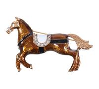 Beaupretty Vintage Enamel Brooch Pin Ancient Court Style Breastpin for Women and Men Dripping Oil Inlaid Rhinestone Battle Horse Accessory Durable Fashionable Lapel Decoration