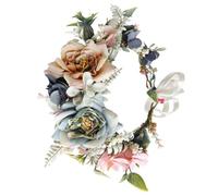Beaupretty Vintage Floral Wreath Headband Large Handmade Artificial Bride Flower Headpiece Wedding Bridal Hair Accessory for Festival Beach Party