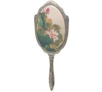 Beaupretty Vintage Handheld Mirror Cosmetic Mirror with Handle Makeup Hand Mirror for Women for Travel Makeup Lotus