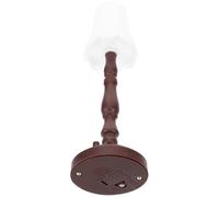 Beaupretty Vintage Miniature Doll House Table Lamp, Miniature Desk Light with Brown Base, White LED Night Light for Dollhouse Bedroom Decor and Eye Protection, Mini Dollhouse Accessory