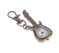 Beaupretty Vintage Quartz Pocket Watch with Guitar Shape and Large Roman Numerals, Glass Mirror and Alloy Material, Keychain Hanging Watch for Students and Housekeepers