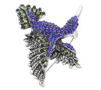 Beaupretty Vintage Rhinestone Hummingbird Brooch Pin Sparkling Animal Bird Jewelry for Women Silver Tone Collar Accessory with Blue and Green Crystals Elegant