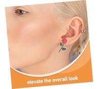 Beaupretty Vintage Rose Flower Earrings for Women Two Way Enamel Plated Jewelry Retro Fairy Tale Design Versatile Wear for Casual and Formal Occasions Elegant Statement Accessory