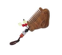 Beaupretty Vintage Sandalwood Pocket Comb Mini with Carved Lotus Pattern Portable Tiny Hair Brush for Travel and Daily Hair Care Dual-use Keychain Pendant Compact Green Wood Comb for Women