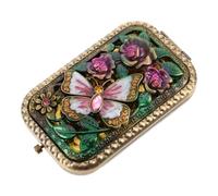 Beaupretty Vintage Style Handheld Compact Mirror with Rhinestone Butterfly Accent Portable Rectangular Foldable Makeup Mirror for Travel and Vanity Use Bronze Finish for Women