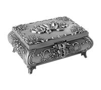 Beaupretty Vintage Zinc Alloy Jewelry Box with Secure Clasp Embossed Rose Design Sturdy Treasure Chest Organizer for Rings Earrings Necklaces Decorative Keepsake Storage for Women Christmas