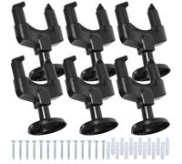 Beaupretty Wall Mount Guitar Stand with 4 Screw Holes Design Base and Buckle Install Main Hold Bracket Black Plastic 6pcs Set Guitar Hangers for Wall Compatible with Bass