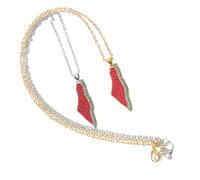 Beaupretty Watermelon Necklace with Palestine Flag Charm Lightweight Rhinestone Jewelry for Men and Women Unique Summer Accessory for Gifting and Everyday Wear