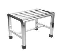 Beaupretty Waterproof Stainless Steel Shower Stool for Small Bathrooms, Non-Slip Compact Bathroom Bench 31x22x31cm, Rectangular Pedicure Footrest for Bath Safety and Shaving