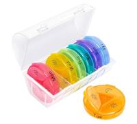 Beaupretty Weekly Portable Medicine -Compartment Rainbow Plastic Dispenser for Outdoor Use, Lightweight Food-Grade PP Organizer for Vitamins, Pills, and Supplements Storage