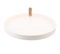 Beaupretty White round Vanity Storage Tray Plastic and Leather Material Wear Resistant Creative Modern Simple Style for Tabletop Shampoo Arranging and Cosmetic Organization