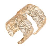 Beaupretty Wide Openwork Metal Lace Cuff Bracelet for Women Hollow Geometric Arm Cuff Wrap with Flexible Fit Minimalist Punk Style Wristband Chic Statement Jewelry