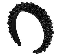 Beaupretty Wide Pearl Headband Padded Headband Fashion Headbands Sponge Hairband Bridal Hair Hoop Wide Headpiece Black