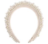 Beaupretty Wide Pearl Headband Padded Headband Sponge Hairband Bridal Beaded Hair Hoop Boho Wide Headpiece for Women Girls