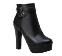 Beaupretty Winter Warm Lady's Footwear Ankle Boots with Thick High Heel and Metal Buckle Stylish Outdoor Boots for Women Elegant Autumn and Winter Fashion Shoes