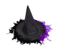 Beaupretty Witch Hat for Adults Halloween Costume Accessory with Curved Horns Unique Decorations for Parties and Events for Wizards Witches and Sorceresses Purple and Black Design