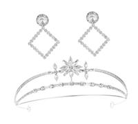Beaupretty Women Rhinestone Crown and Earring Set Elegant Bridal Headpiece Hair Jewelry Kit for Wedding Parties Durable Design for Brides and Bridesmaids