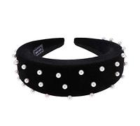 Beaupretty Women's Fashion Headbands Pearl Sponge Vintage Wide Plain Headband Pearl Hair Hoop Hairband for Women(Black) Womens Fashion Headbands
