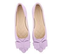 Beaupretty Womens Pointed Toe Flat Shoes with Chic Bowknot Slip Dressy Ballet Flats for Wedding and Evening Parties Comfortable Work and Daily Wear Footwear in Light Purple