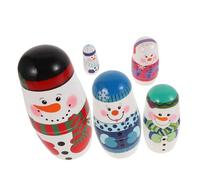 Beaupretty Wood Snowman Russian Nesting Dolls Hand Painted Wooden for Educational Craft Birthday Party and Home Decoration