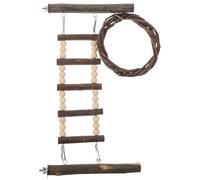 Beaupretty Wooden Bird Ladder Set for Parakeets and Parrots with Climbing Steps, Swing, and Nut Washer Fixing - Natural Wood Bird Cage Accessory for Interactive Training and Play