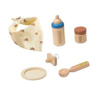 Beaupretty Wooden Bottle Feeding Playset for Smooth Pretend Feeding Set with Accessories Promotes Imaginative Role Play and Social Skills Development