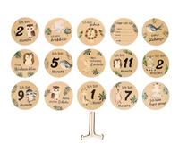 Beaupretty Wooden Calendar Monthly Discs for Months Keepsake Display Rack Wooden Circles Blocks Cards for Growth Stages