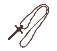 Beaupretty Wooden Catholic Rosary Beads Necklace with Crucifix Pendant for Men Women Religious Prayer Cross Jewelry for Meditation and Spiritual Blessings Christian Bible Verse