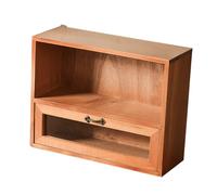 Beaupretty Wooden Cosmetic Storage Box with Drawer Vintage Desktop Organizer Retro Makeup Cabinet for Office and Home Cosmetic Display