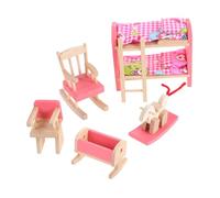 Beaupretty Wooden Dollhouse Bunk Bed Set for Boys and Girls Miniature 1:12 Scale Furniture Stairs for Dollhouse Bedroom Decor and Play Accessories