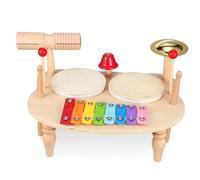 Beaupretty Wooden Drum Set for Unique Storage Design Sturdy Musical Instruments for Early Development for Boys and Exploring Music