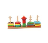 Beaupretty Wooden Educational Block for Geometric Shape Building Safe Beech Wood with Rounded Corners Enhances Hand-eye Coordination Logical Thinking and Color Recognition Skills for Early