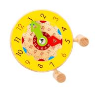Beaupretty Wooden Educational Clock for Learning Cognitive Teaching Aid Moveable Hands Preschool Early Learning Montessori Style