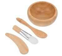 Beaupretty Wooden Facial Mask with Spatula Brush Spoon Mixing Bowl Set DIY | Smooth Surface, Portable Skincare Accessory Kit for Cosmetic Clays, Face Creams and Gels, Suitable for Beginners