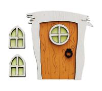 Beaupretty Wooden Fairy Door for Tree Outdoor Decor Miniature Garden Craft with Flower Pattern Rustic Mini House Entrance for Fairy Garden Scene Decoration