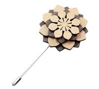 Beaupretty Wooden Flower Lapel Pin for Men Suit Handmade Sunflower Boutonniere Pin with Durable Texture Elegant Floral Brooch for Wedding Party and Formal Dress Practical and Stable