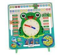 Beaupretty Wooden Frog Clock and Calendar Educational for Interactive Cognitive Learning Tool for Teaching Date and Days Classroom and Home Use Friendly Design